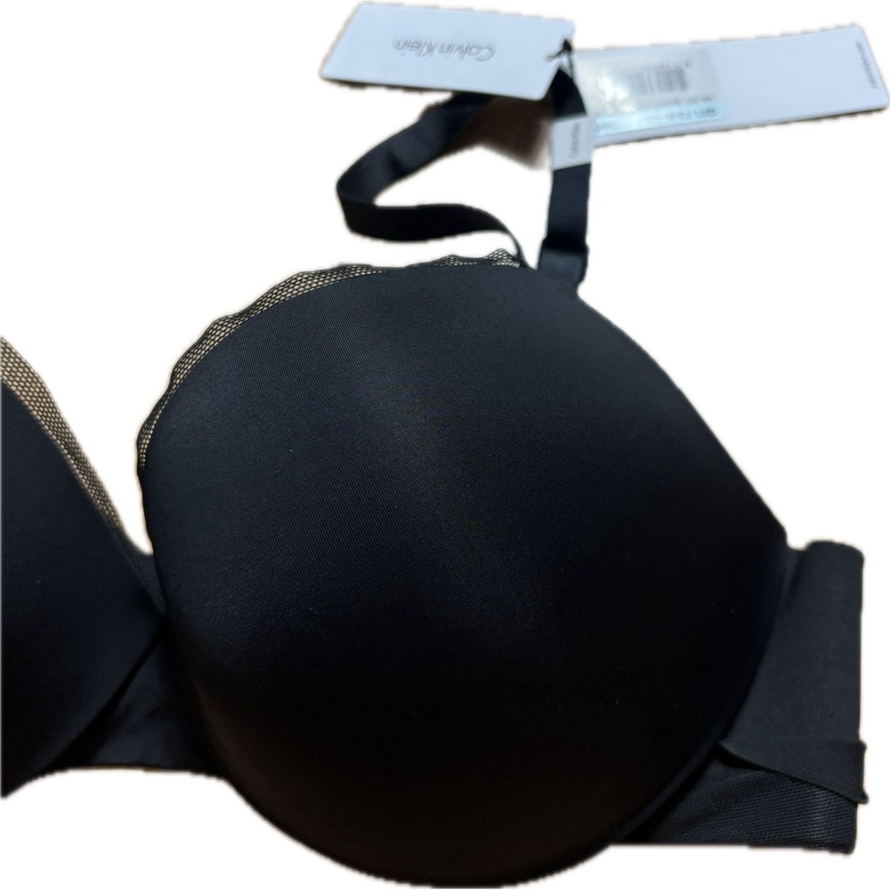 Calvin Klein Women 36C Black Mesh Lining Underwire Bra Sculpted Lift Plunge NWT - Picture 3 of 9